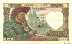 50 Francs JACQUES CŒUR FRANCE  1941 F.19.07 TTB+
