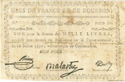 1000 Livres ISLES DE FRANCE ET BOURBON  1790 P.23 B à TB