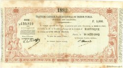 5000 Francs MARTINIQUE  1882 P.-- MBC