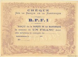 1 Franc Non émis MARTINIQUE  1870 P.05A NEUF