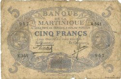 5 Francs Cabasson bleu MARTINIQUE  1935 P.06B pr.B