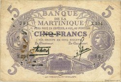 5 Francs Cabasson violet MARTINIQUE  1934 P.06 B+