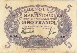 5 Francs Cabasson violet MARTINIQUE  1946 P.06C TB+