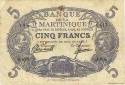 5 Francs Cabasson violet MARTINIQUE  1946 P.06C TB