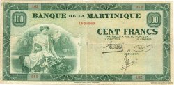 100 Francs MARTINIQUE  1943 P.19a TB