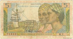 5 Francs ANTILLES FRANÇAISES  1964 P.07b B à TB