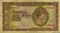 20 Frang LUXEMBOURG  1943 P.42a TB