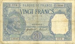 20 Francs BAYARD FRANCE  1917 F.11.02 B+