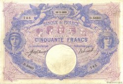50 Francs BLEU ET ROSE FRANCE  1915 F.14.28 TB+