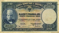 20 Franka Ari ALBANIE  1926 P.03a TB+
