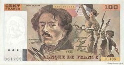 100 Francs DELACROIX imprimé en continu FRANCE  1990 F.69bis.01a SUP
