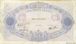 500 Francs BLEU ET ROSE modifié FRANCE  1938 F.31.15 TB+