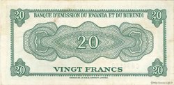 20 Francs RWANDA BURUNDI  1960 P.03 TTB à SUP