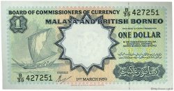1 Dollar MALAISIE et BORNEO BRITANNIQUE  1959 P.08A SUP+