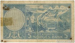 5 Kroner NORVÈGE  1956 P.30a B+