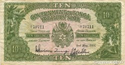 10 Shillings TONGA  1954 P.10b TTB