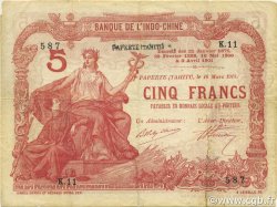 5 Francs TAHITI  1914 P.01a TB+