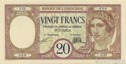 20 Francs Spécimen NOUVELLE CALÉDONIE  1936 P.37as NEUF