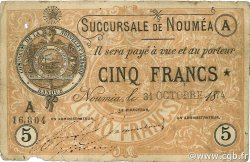 5 Francs NOUVELLE CALÉDONIE Nouméa 1874 P.02 B+