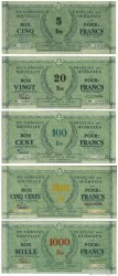 5, 20, 100, 500, 1000 Francs Annulé NOUVELLES HÉBRIDES  1943 P.01-02-03-03A-03B pr.NEUF