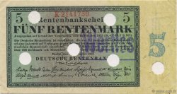 5 Rentenmark Annulé GERMANY  1923 P.163s AU