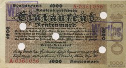 1000 Rentenmark Annulé ALLEMAGNE  1923 P.168s SUP