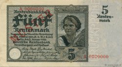5 Rentenmark Spécimen ALLEMAGNE  1926 P.169s pr.SUP