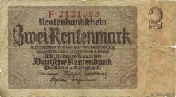 2 Rentenmark GERMANY  1937 P.174a G