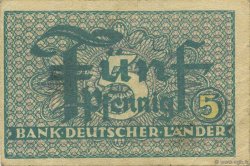 5 Pfennig GERMAN FEDERAL REPUBLIC  1948 P.11a XF