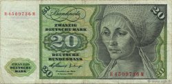 20 Deutsche Mark GERMAN FEDERAL REPUBLIC  1960 P.20a F+