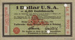 1 Dollar ALLEMAGNE Hochst 1923 Mul.2525.15 SUP+