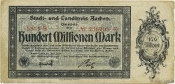 100 Millions Mark ALLEMAGNE Aachen - Aix-La-Chapelle 1923  TB