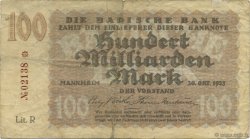 100 Milliards Mark ALLEMAGNE Mannheim 1923 PS.0914 TB+