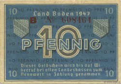 10 Pfennig ALLEMAGNE Baden 1947 PS.1002a