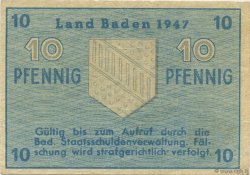 10 Pfennig DEUTSCHLAND Baden 1947 PS.1002a VZ