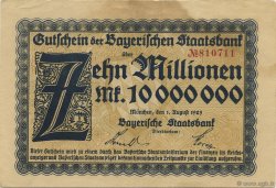 10 Millions Mark GERMANY Müchen / Munich 1923  VF+