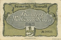 100 Millions Mark ALLEMAGNE Benrath 1923  TTB