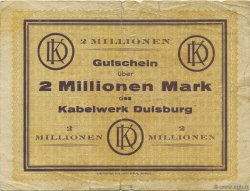 2 Millions Mark ALLEMAGNE Duisburg-Hochfield 1923  B+