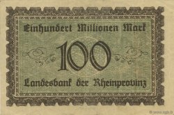100 Millions Mark ALLEMAGNE Düsseldorf 1923  TTB