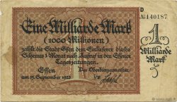 1 Milliard Mark ALLEMAGNE Essen 1923  TB