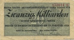 20 Milliards Mark ALLEMAGNE Essen 1923  TTB