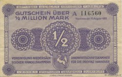 500000 Mark ALLEMAGNE Hannovre 1923  TTB+