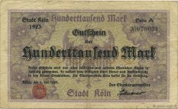 100000 Mark ALLEMAGNE Köln 1923  TB+