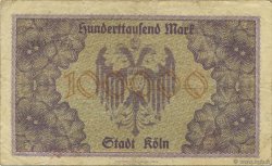 100000 Mark ALLEMAGNE Köln 1923  TB+