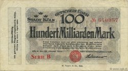 100 Milliards Mark ALLEMAGNE Köln 1923  TTB