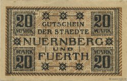 20 Mark ALLEMAGNE Nuernberg & Fuerth 1918  TTB