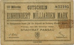 100 Milliards Mark ALLEMAGNE Passau 1923  TB