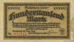 100000 Mark GERMANY Siegburg 1923  F+