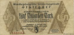 5 Milliards Mark ALLEMAGNE Stuttgart 1923  TTB