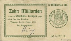 10 Milliards Mark GERMANY Tiengen 1923  VF